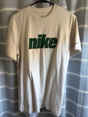 Nike Short Sleeve Cream Tee with Green Logo